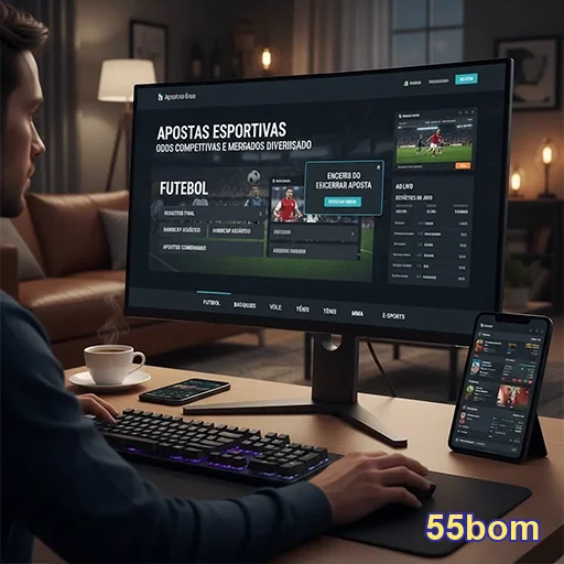 Apostador confiante utilizando a plataforma 55bom