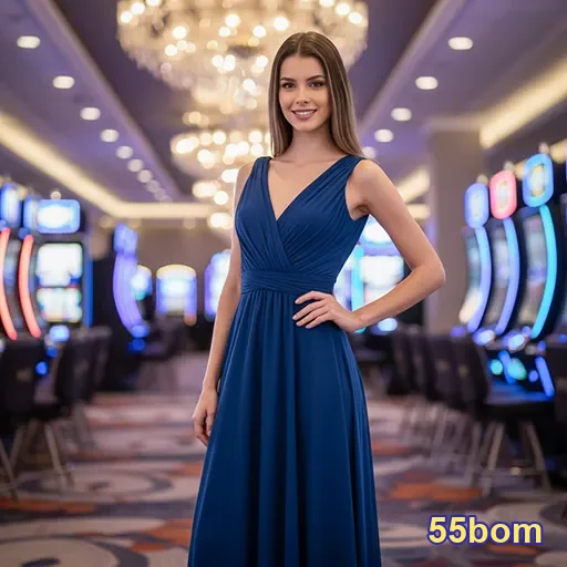 Modelo de jogo de cassino apresentado no site 55bom, mostrando mesa de jogo e fichas.